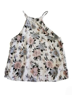 1330 * Divided H&M Floral Tank Top White Pink Blue Size 2